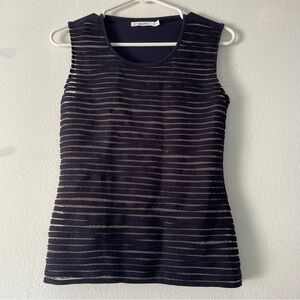 Anthropologie Bailey 44 textured navy blue striped sleeveless blouse